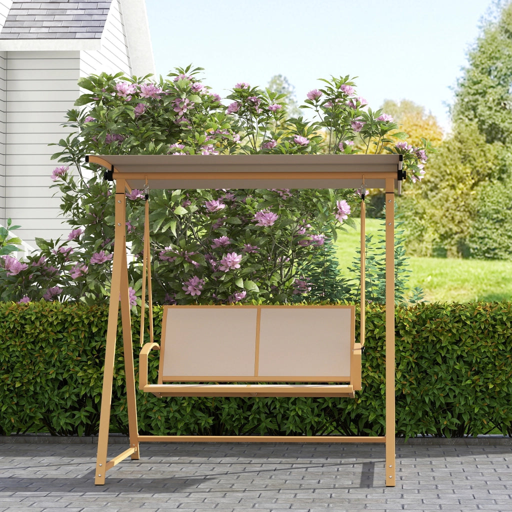 Altalena da Giardino 2 Posti con Tenda ¨C zephmum ¨C Caqui 160x112x162 cm