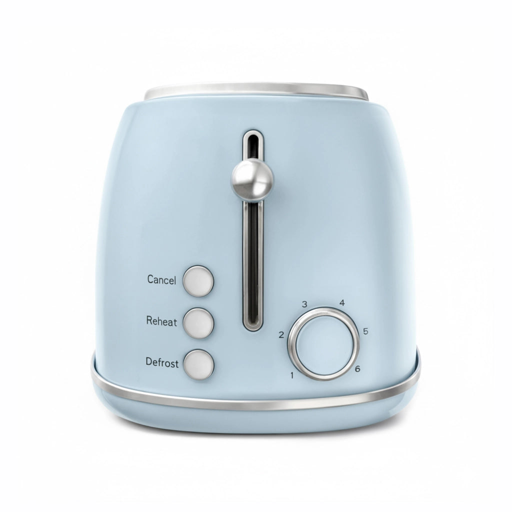 Tostapane vintage GRV6, 2 fessure, fette extra-large 38mm, 6 livelli di potenza, 1500 W, azzurro