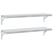 2 pz Mensole a Muro | Scaffale Parete | Ripiano a parete 100x30 cm Argento in Acciaio Inossidabile