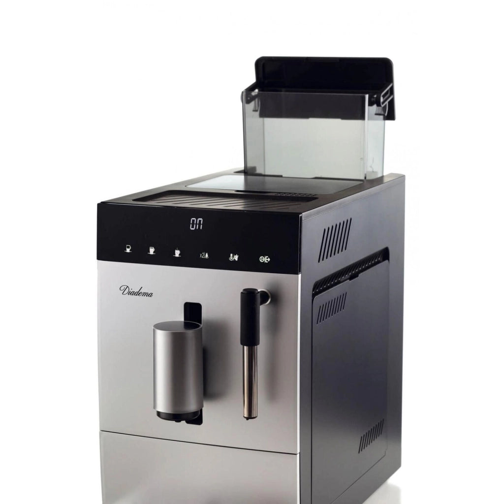 Ariete 1452 Diadema, Macchina da caffè automatica, 1350W, 19 bar di pressione, Per caffè, americano e acqua calda, Dispositivo Cappuccino, Display LED, Erogatore Regolabile, Silver