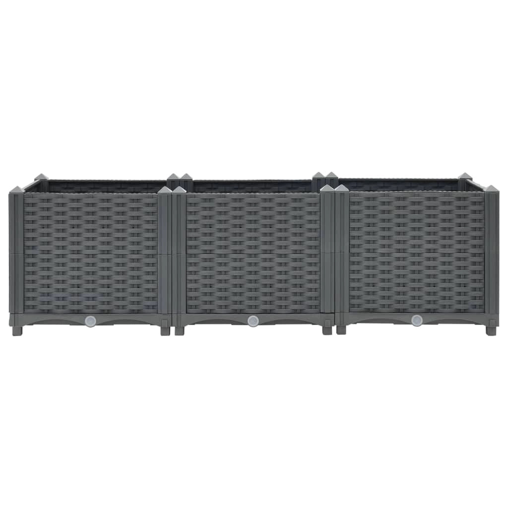 Fioriera rialzata per piante e fiori giardino 120 x 40 x 38 cm polipropilene grigio scuro 02_0000905
