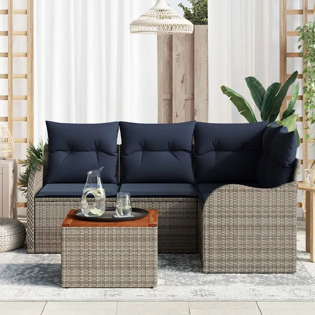 Set Divano da Giardino 5 pz Grigio polyrattan 3347451
