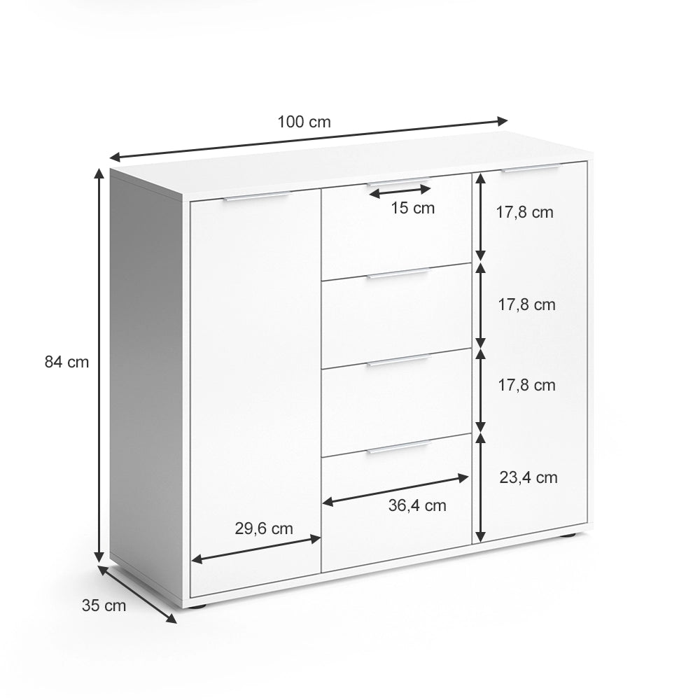 Vicco Cassettiera per camera da letto Bianco 35 x 84 cm
