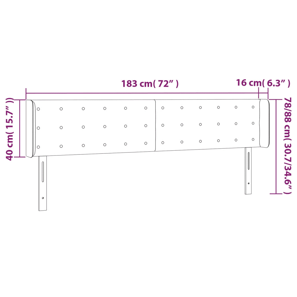 Testiera a LED Grigio Scuro 183x16x78/88 cm in Velluto 3123731