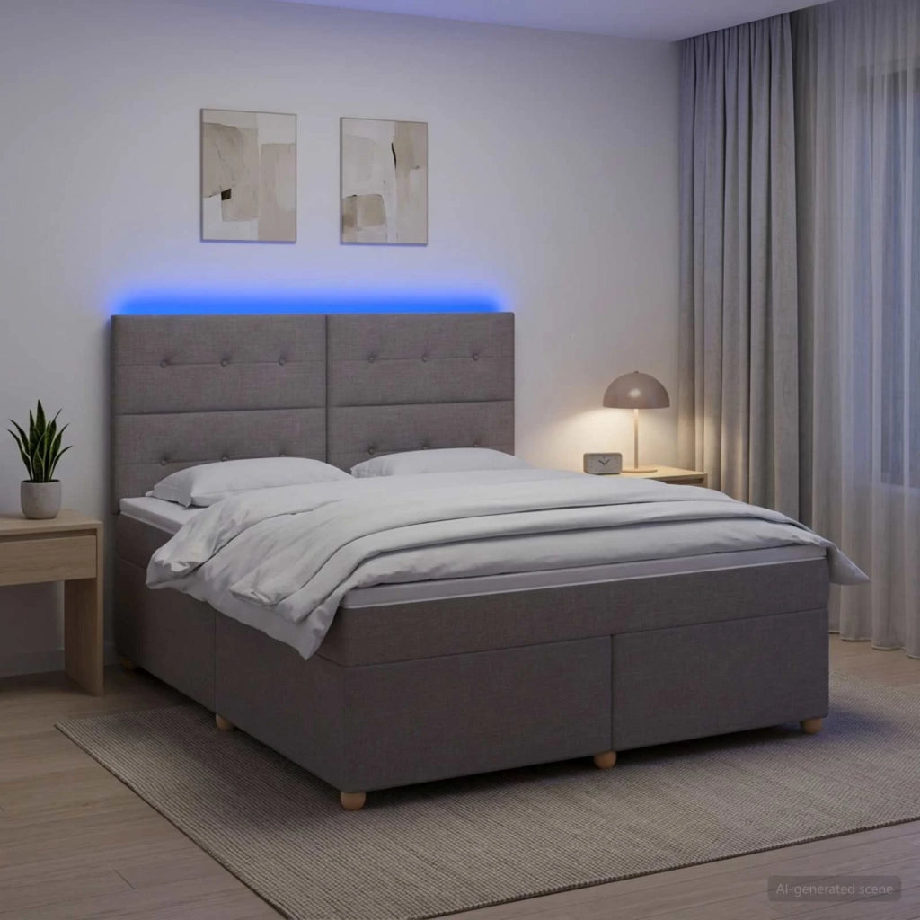 Letto box spring con materasso Tortora 140 x 200 cm Tessuto 3455368