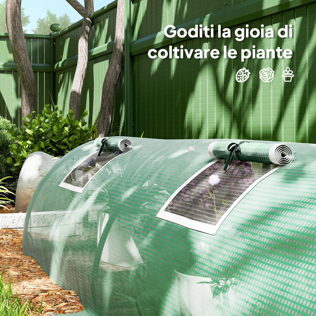 Serra da Giardino con Finestre ¨C zephmum ¨C Verde Acciaio 300x80x45 cm