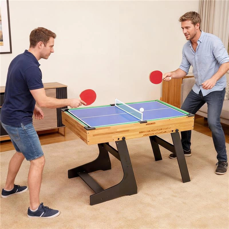 TAVOLO DA GIOCO 13 IN 1 PIEGHEVOLE CON CALCIOBALILLA, PING PONG, HOCKEY, BILIARDO, SCACCHI E ALTRI, NOCE