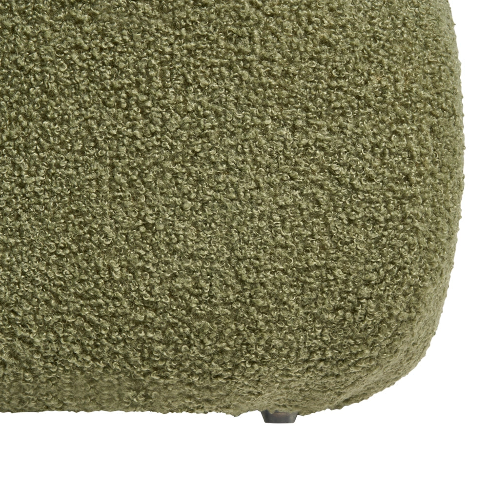 Pouf quadrato in bouclé verde elemento d'arredo moderno per salotto o camera da letto