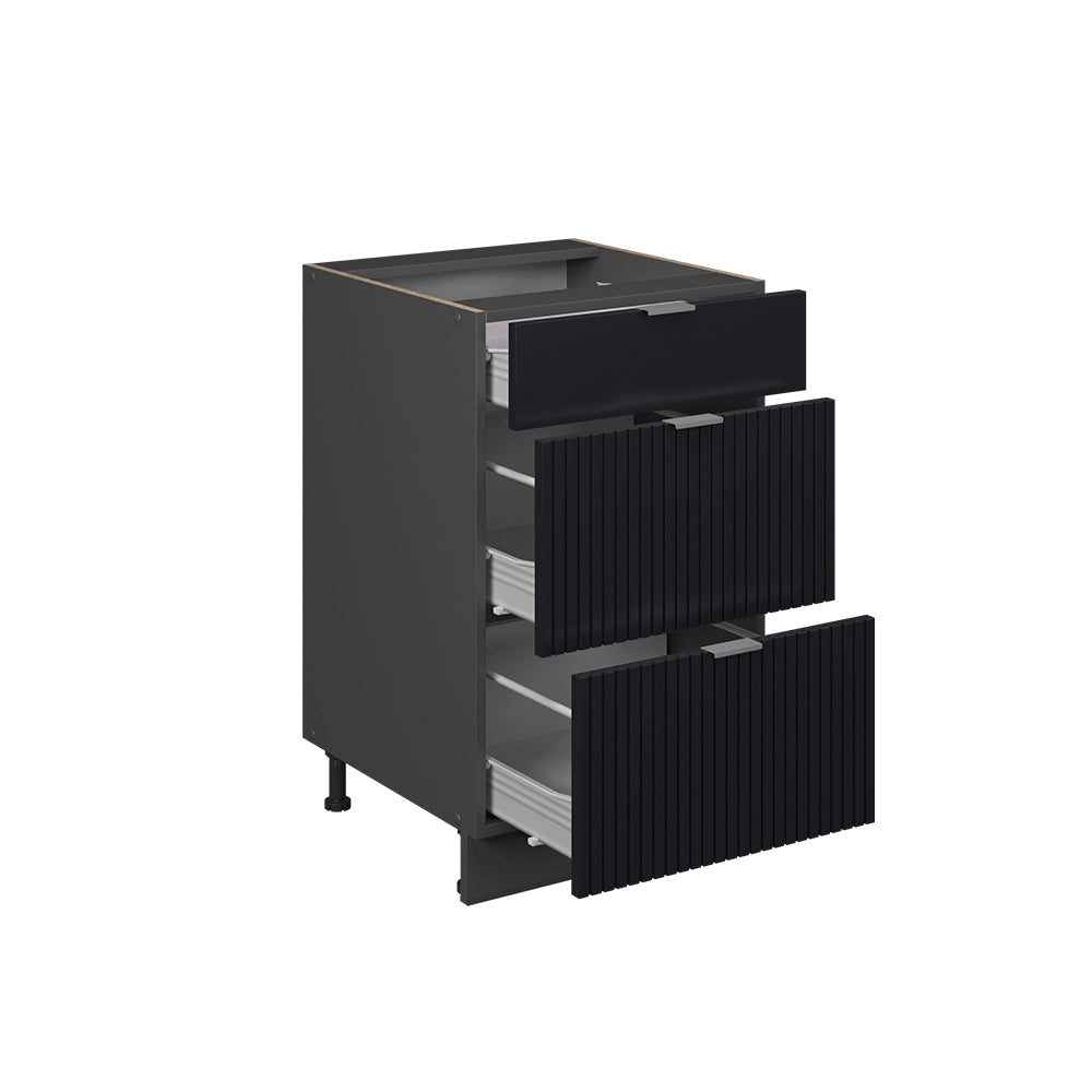 Mobiletto base per cucina Fame-Line Nero rigato/Antracite 50 cm, PL Marmo Vicco