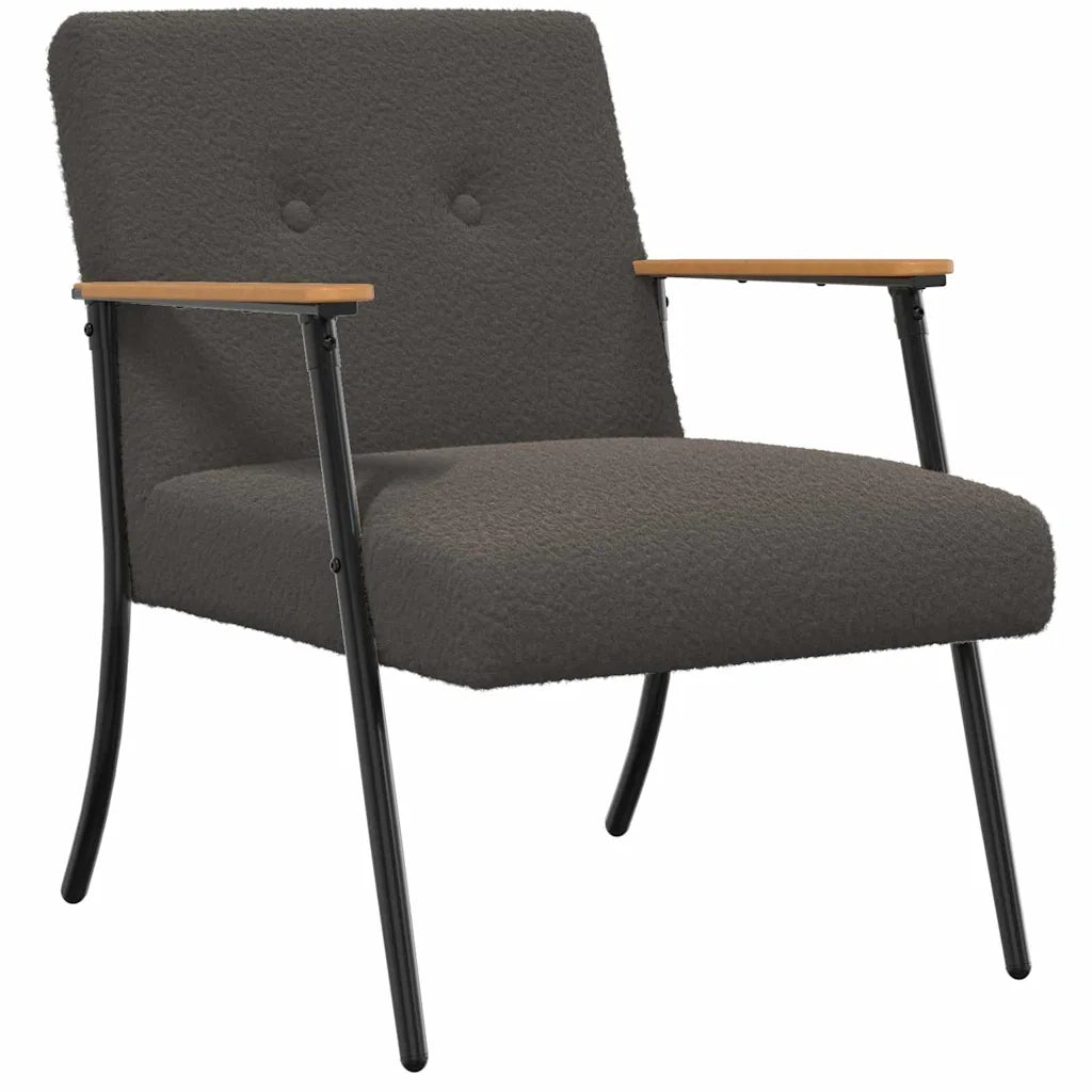 Poltrona | Sedia Relax Grigio scuro Tessuto simile alla lana ricci
