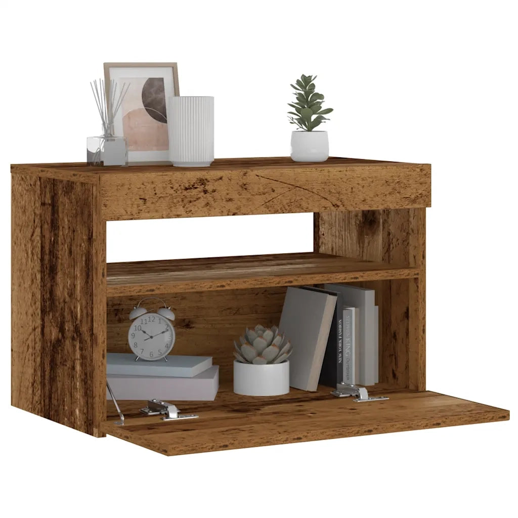 Comodino con LED Legno Antico 60x35x40 cm in Legno Multistrato 3329175