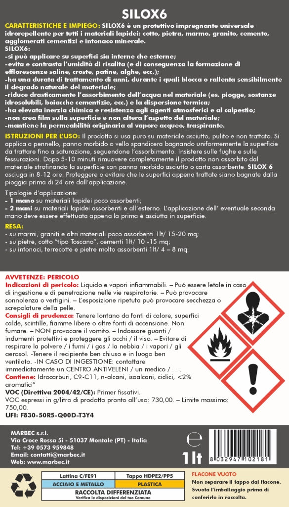 Protettivo idrorepellente SILOX 6   1LTx6Pz