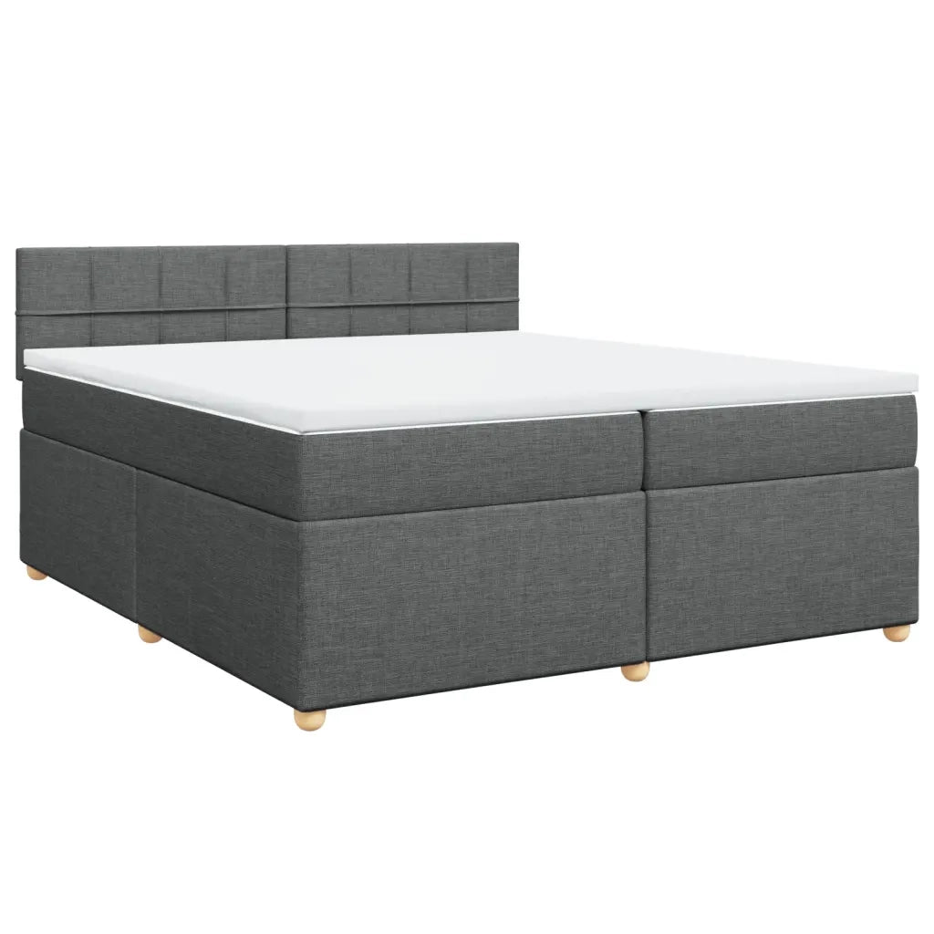 Giroletto a Molle con Materasso Grigio Scuro 200x200 cm Tessuto
