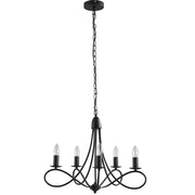 Lampadario a Soffitto Stile Rustico ¨C Zephmum ¨C Nero Acciaio Intrecciato §¶58x45cm