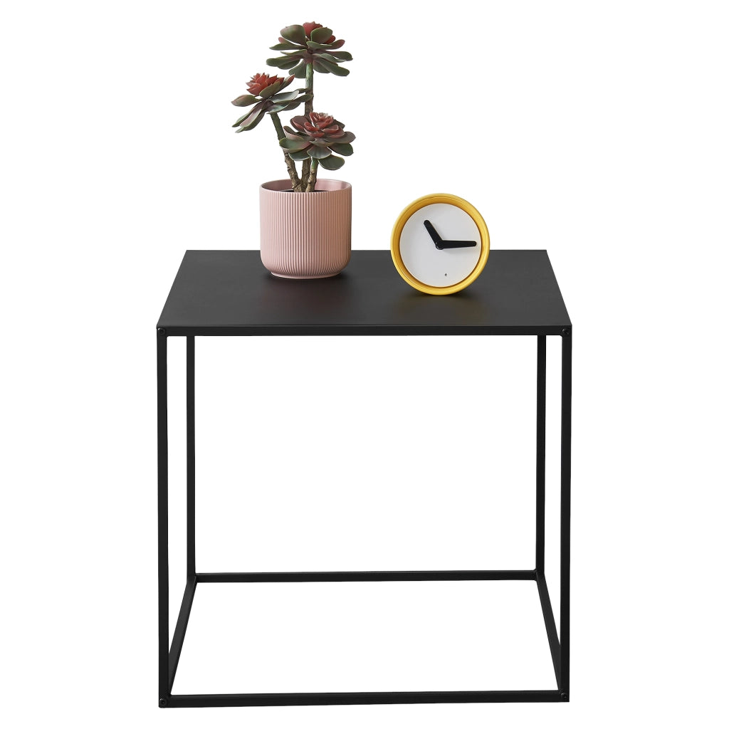 Tavolo Basso in Metallo 50x55x55 cm Tavolino da Appoggio - Nero [en.casa]