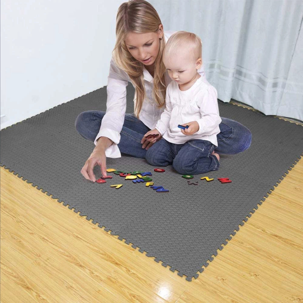 Trade Shop - Tappeto Puzzle Tappetino Fitness Palestra Multiuso Schiuma Eva 10pz 30x30cm Nero -