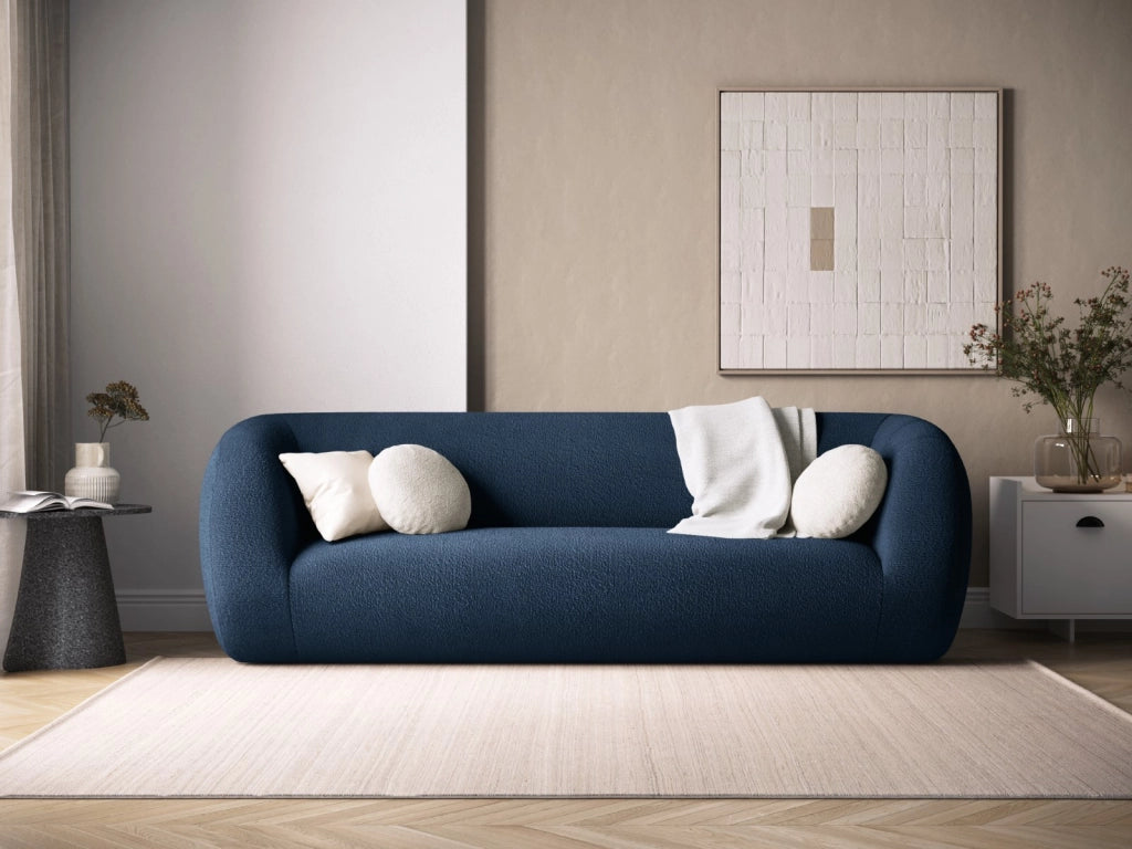 Cosmopolitan Design - Divano "Essen" 3 posti in bouclé blu scuro 