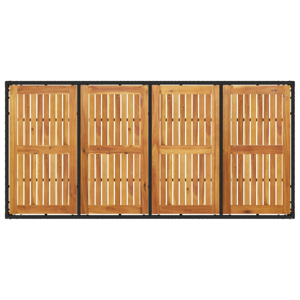 Set da Pranzo da Giardino 9 Pezzi con Cuscini Neri in Poly Rattan