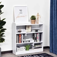 Libreria a Scaffale, Mobile da Archiviazione, 4 Livelli, 3 Pannelli Posteriori, Pannelli di Particelle, 90L x 24l x 91H cm, Bianco