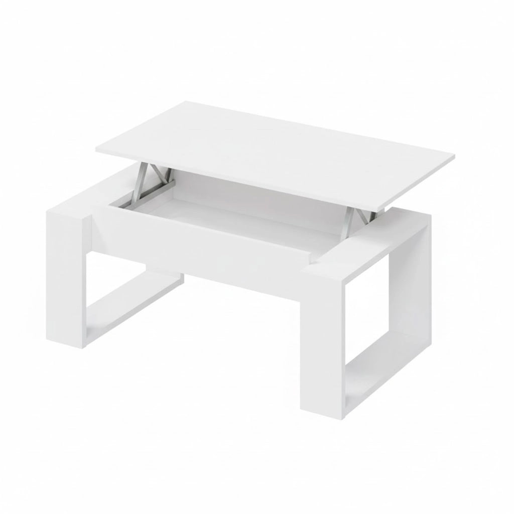 Tavolino Da Soggiorno Rialzabile Con Piano Sollevabile Tavolo Da Caffè Moderno Per Pranzo Salvaspazio Ideale Per Mangiare Lavorare E Organizzare Il Living 105 X 55 X 45 Cm Bianco