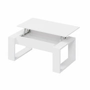 Tavolino Da Soggiorno Rialzabile Con Piano Sollevabile Tavolo Da Caffè Moderno Per Pranzo Salvaspazio Ideale Per Mangiare Lavorare E Organizzare Il Living 105 X 55 X 45 Cm Bianco