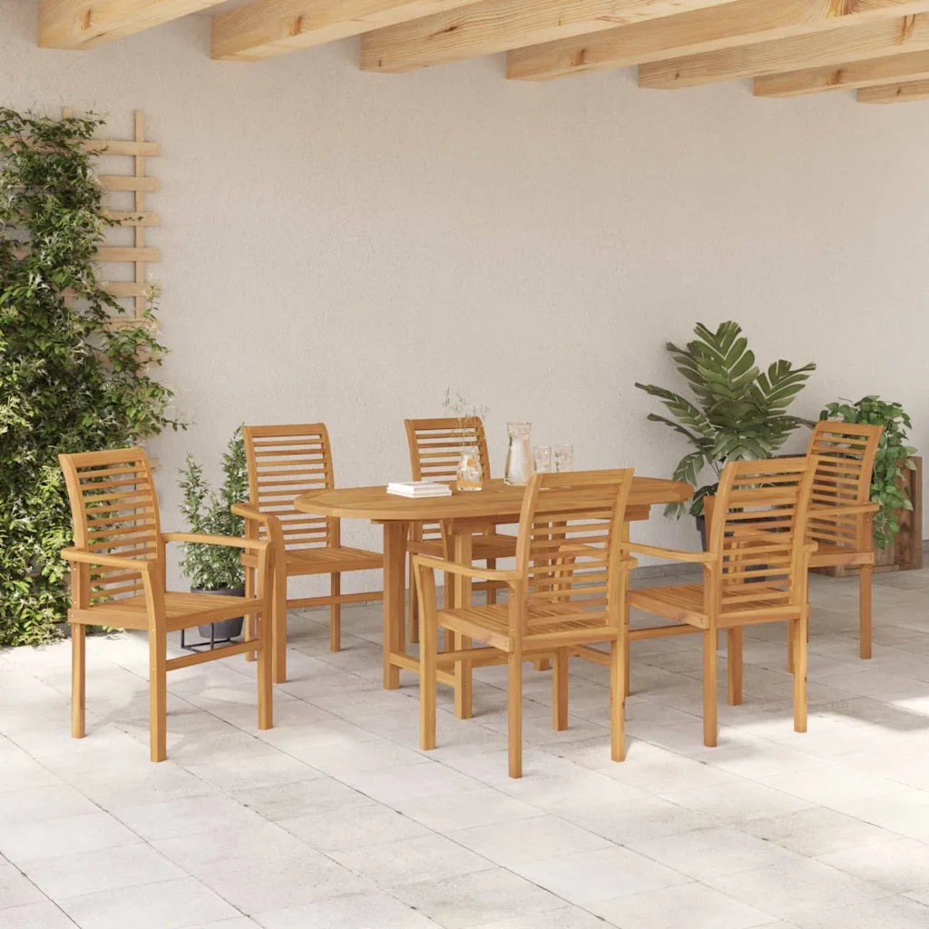 Set da Pranzo per Giardino 7 pcs Marrone Legno di teak solido