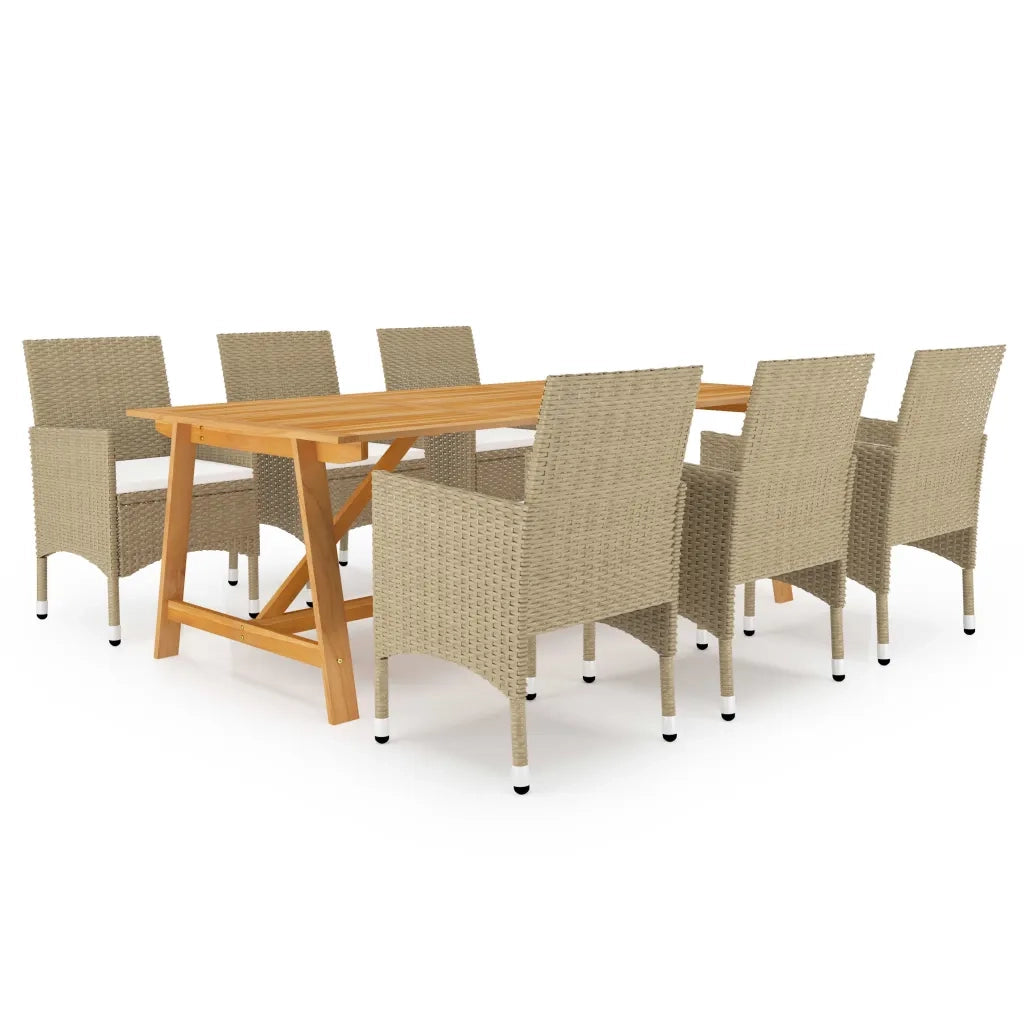 Set Mobili da Pranzo per Giardino 7 pz Beige  cod mxl 43606