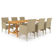 Set Mobili da Pranzo per Giardino 7 pz Beige  cod mxl 43606