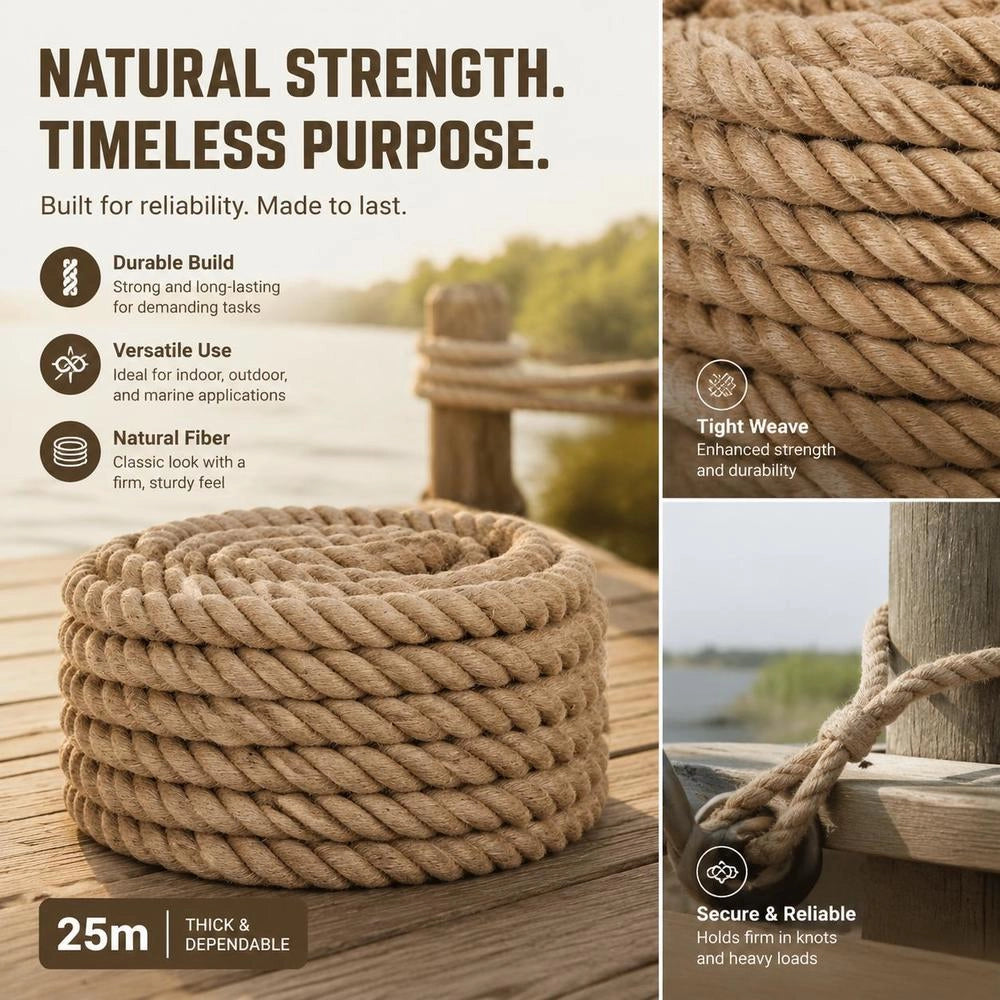 Jute Rope, 25 M Length, 36 Mm Thickness