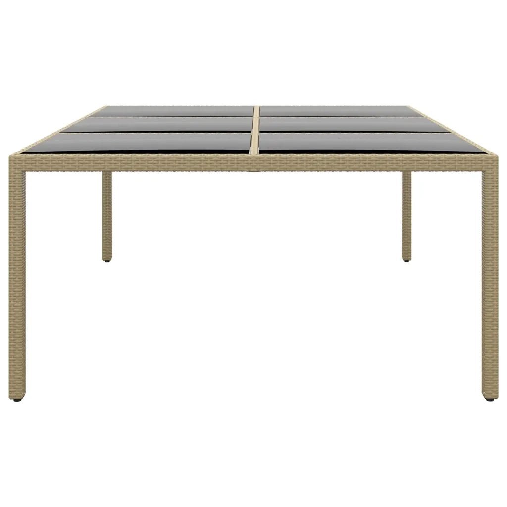 Tavolo Giardino 200x150x75 cm Vetro Temperato Polyrattan Beige cod mxl 34095