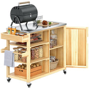 Isola Cucina Esterno con Griglia e Armadio ¨C Zephmum ¨C Legno e Acciaio Inox Naturale