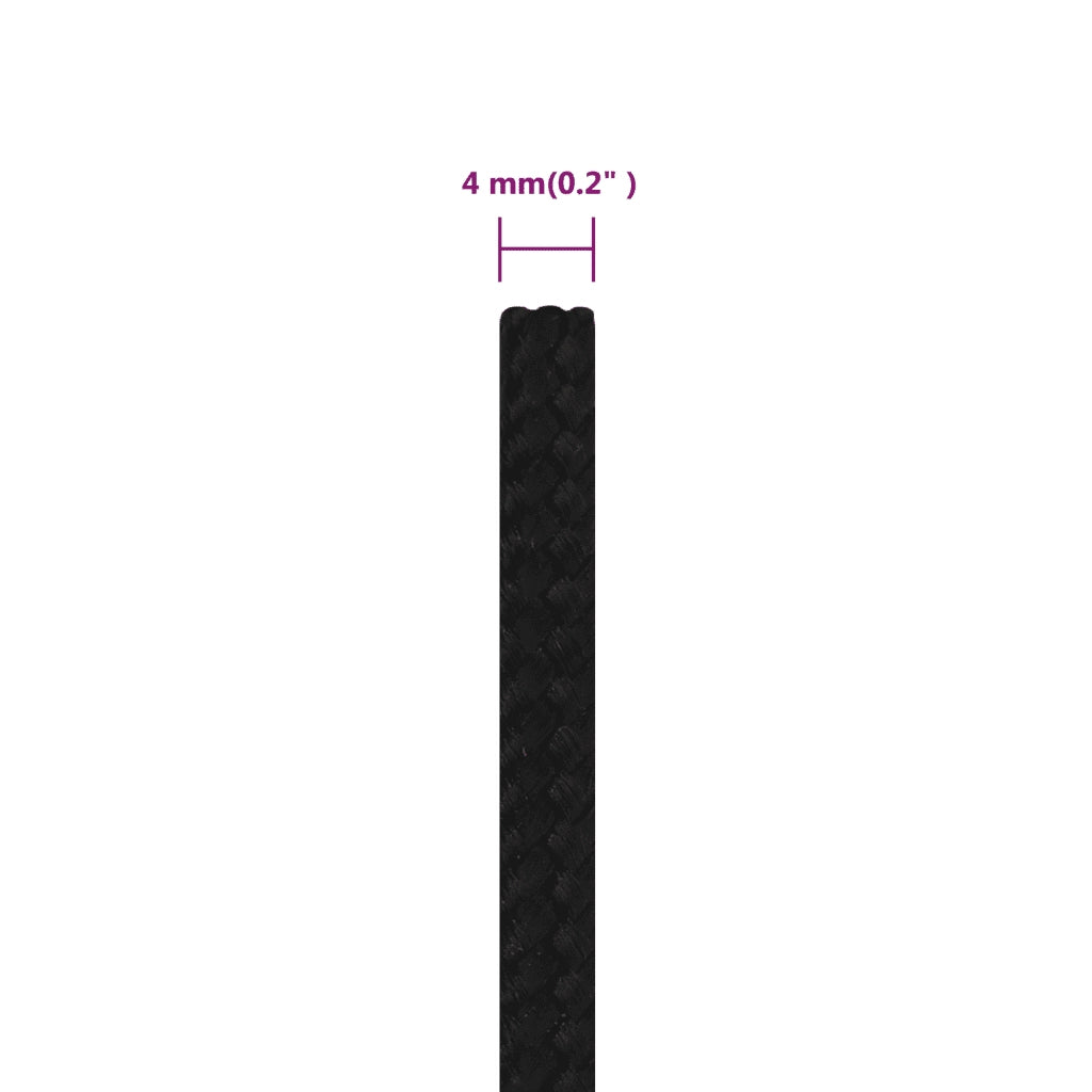 Corda da Lavoro Nera 4 mm 50 m in Poliestere 152803