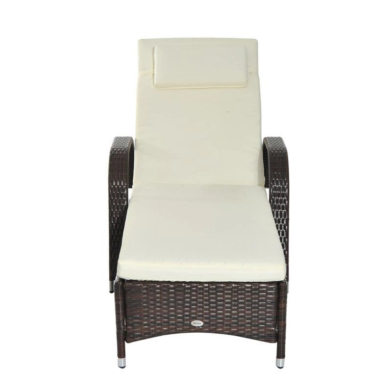 LETTINO SDRAIO PRENDISOLE IN RATTAN MARRONE CON MATERASSINO BIANCO CREMA