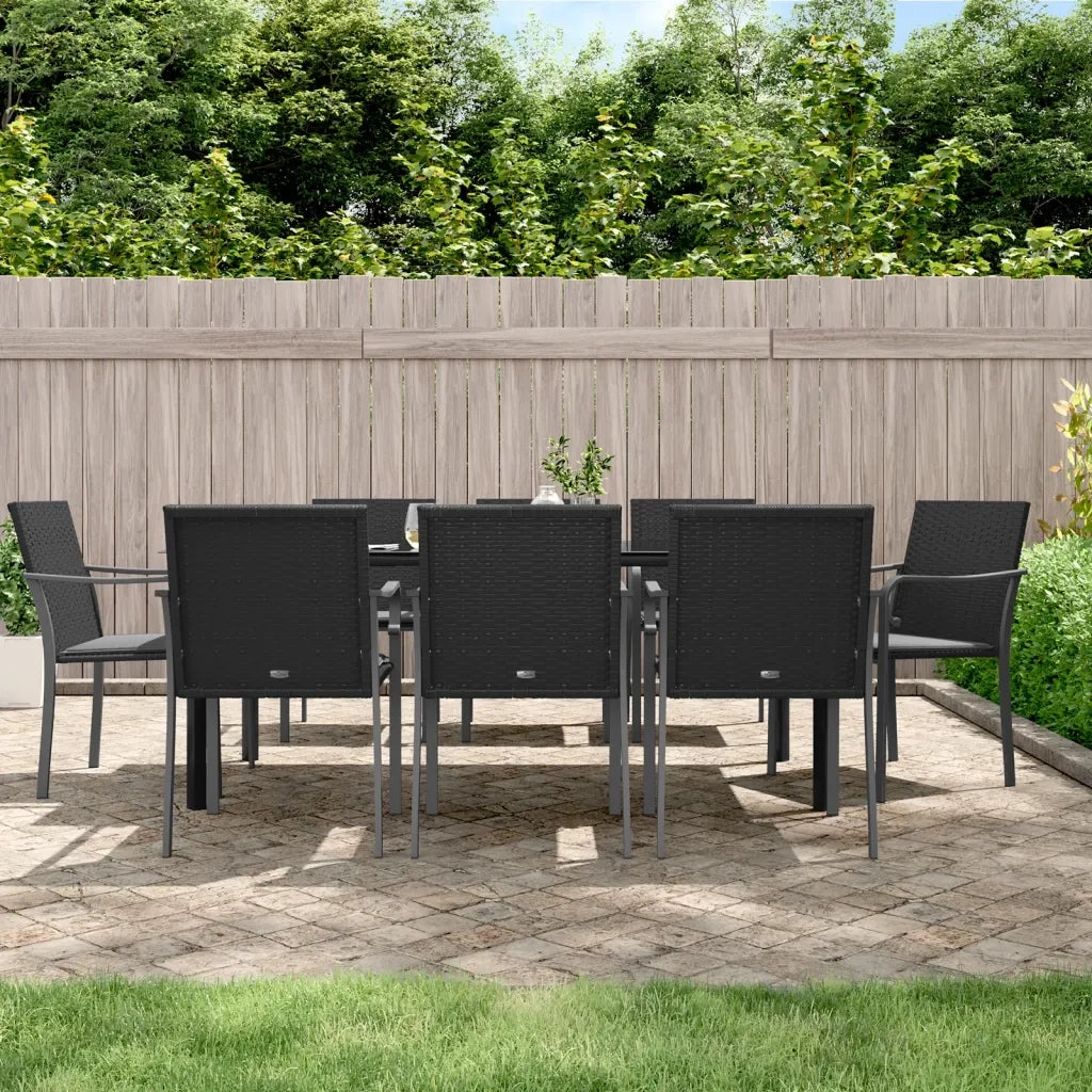 Set Pranzo da Giardino 9 pz con Cuscini in Polyrattan e Acciaio 3186968