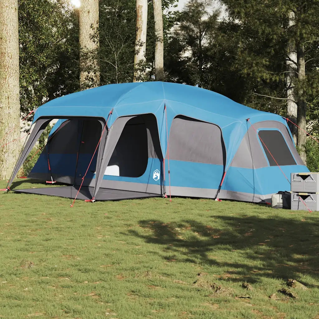 Tenda da Campeggio con Portico Cupola 9Persone Blu Impermeabile 4009585