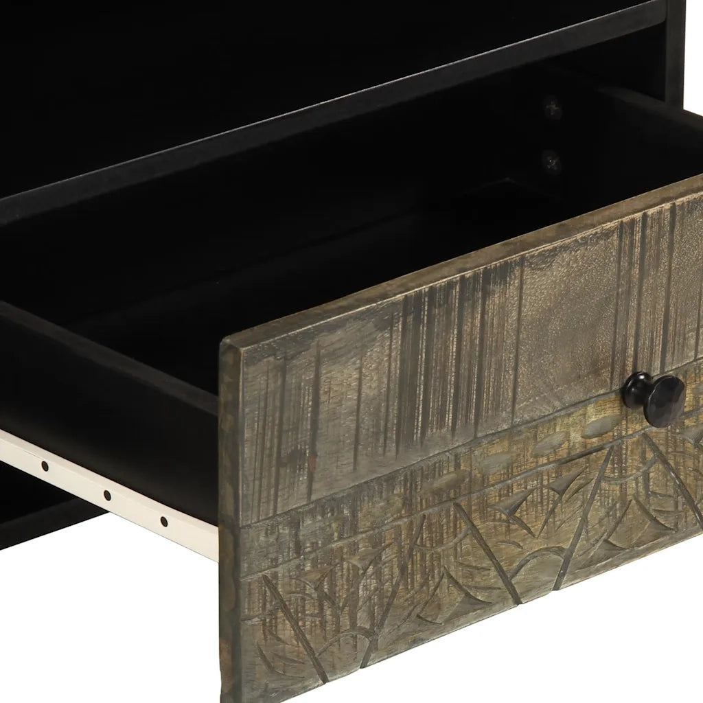 Mobile Porta TV Nero 80x33x46 cm in Legno Massello di Mango 4017809