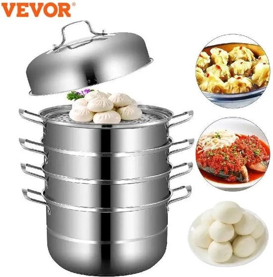 JK24 - Stufatore - Stufa - 5 Livelli - Piatto con vetro resistente - Cottura con vapore - 28cm