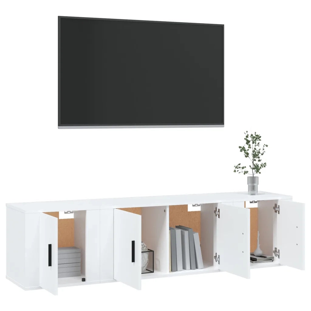 Set Mobili Porta TV 3 pz | Armadietto TV | Mobile Porta TV Bianco in Legno Multistrato
