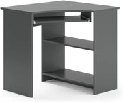 Scrivania angolare Odin, Antracite, 83 x 76 cm, con ripiano estraibile per tastiera e superfici di appoggio