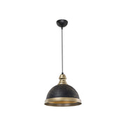 Lampada a sospensione con paralume metallo nero e dettagli oro Astek ASZ1637
