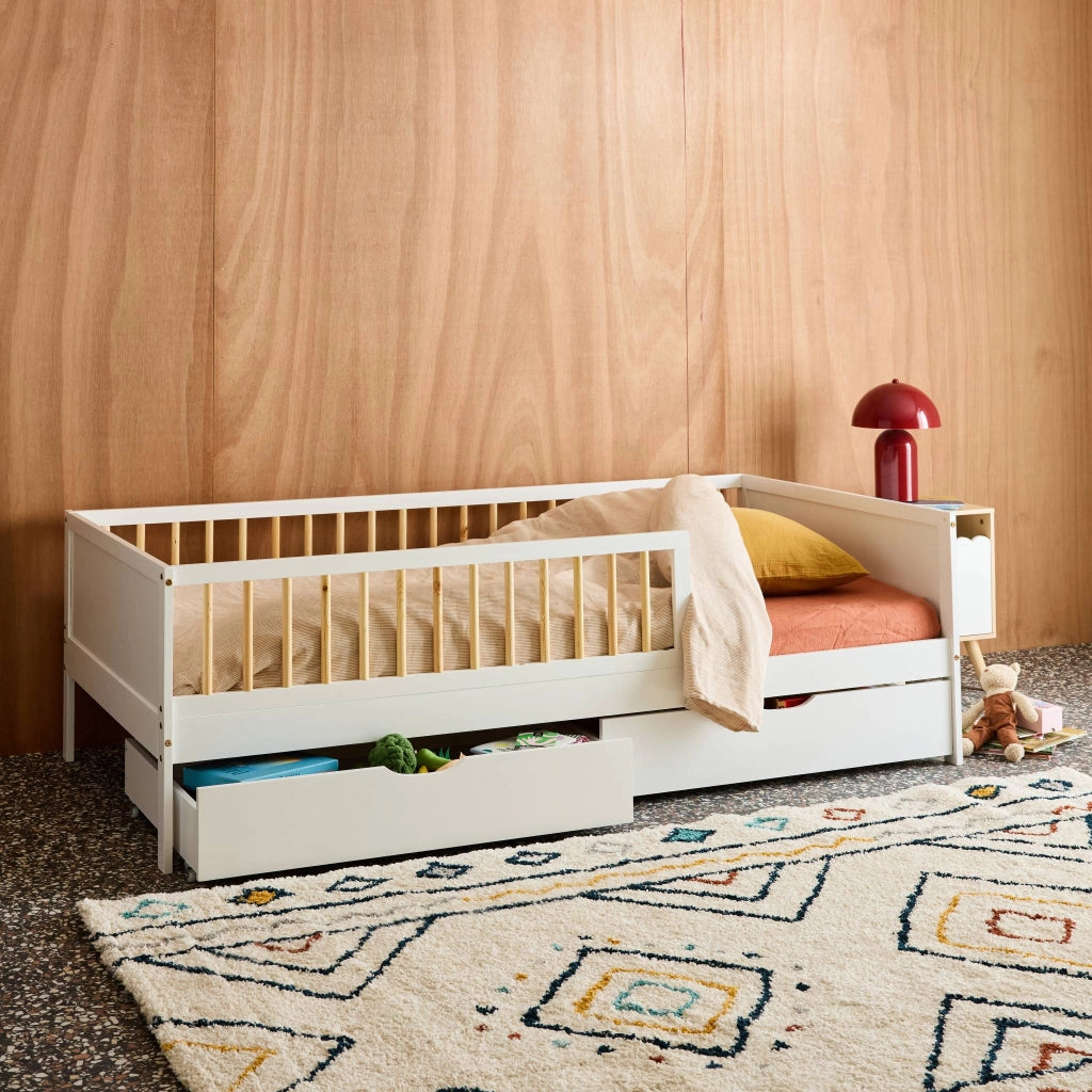Letto nido per bambini 190cm in pino naturale con rete a doghe e