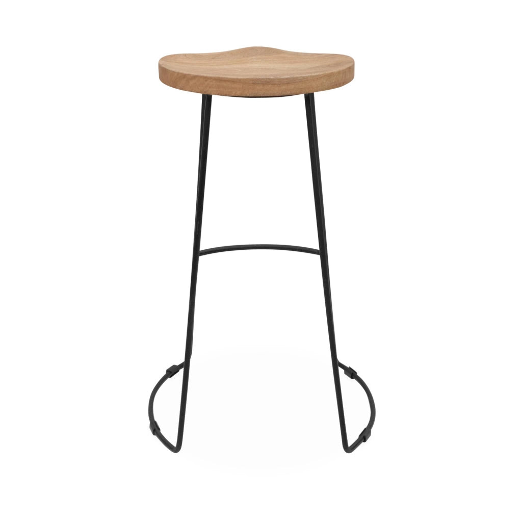 Set di 2 sgabelli da bar in legno di mango e acciaio, 75cm, marrone