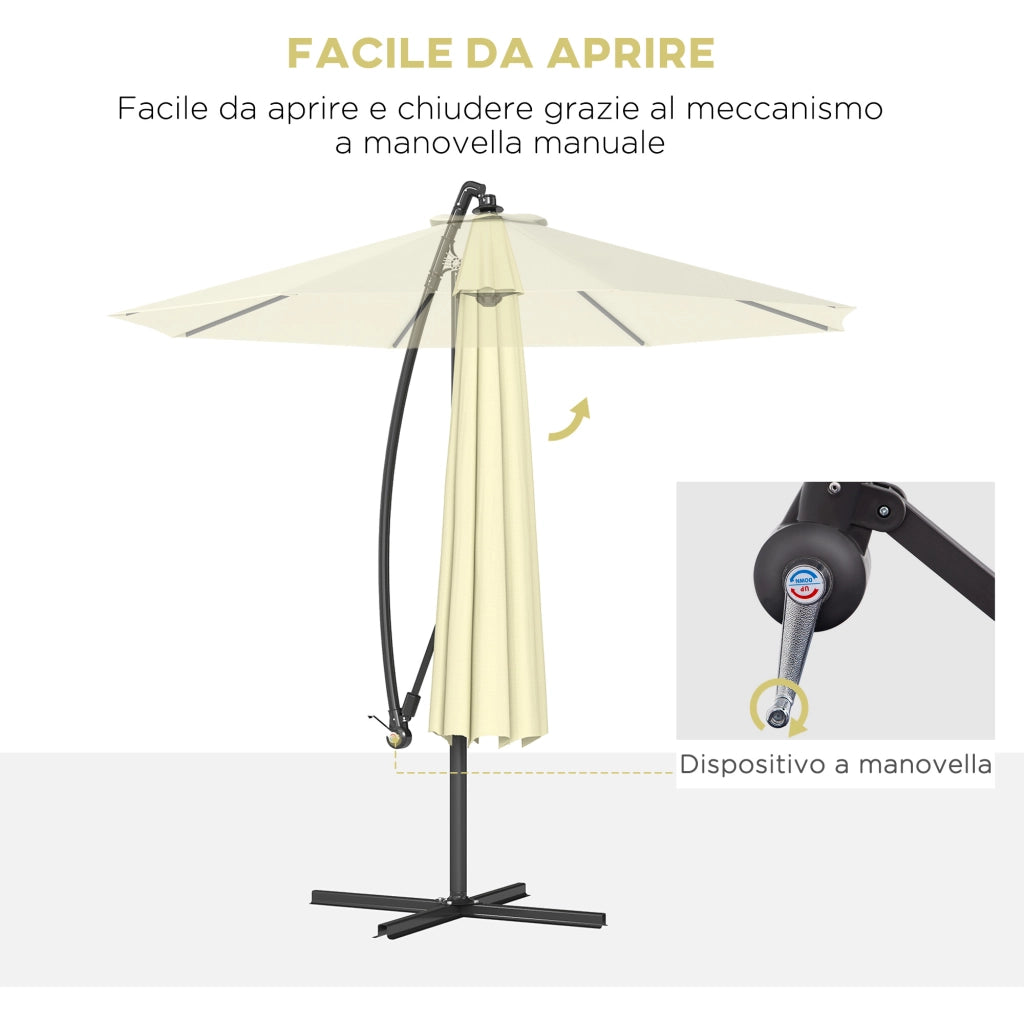 Ombrellone da Giardino 3x2.5 m a Braccio Inclinabile con Manovella, Beige