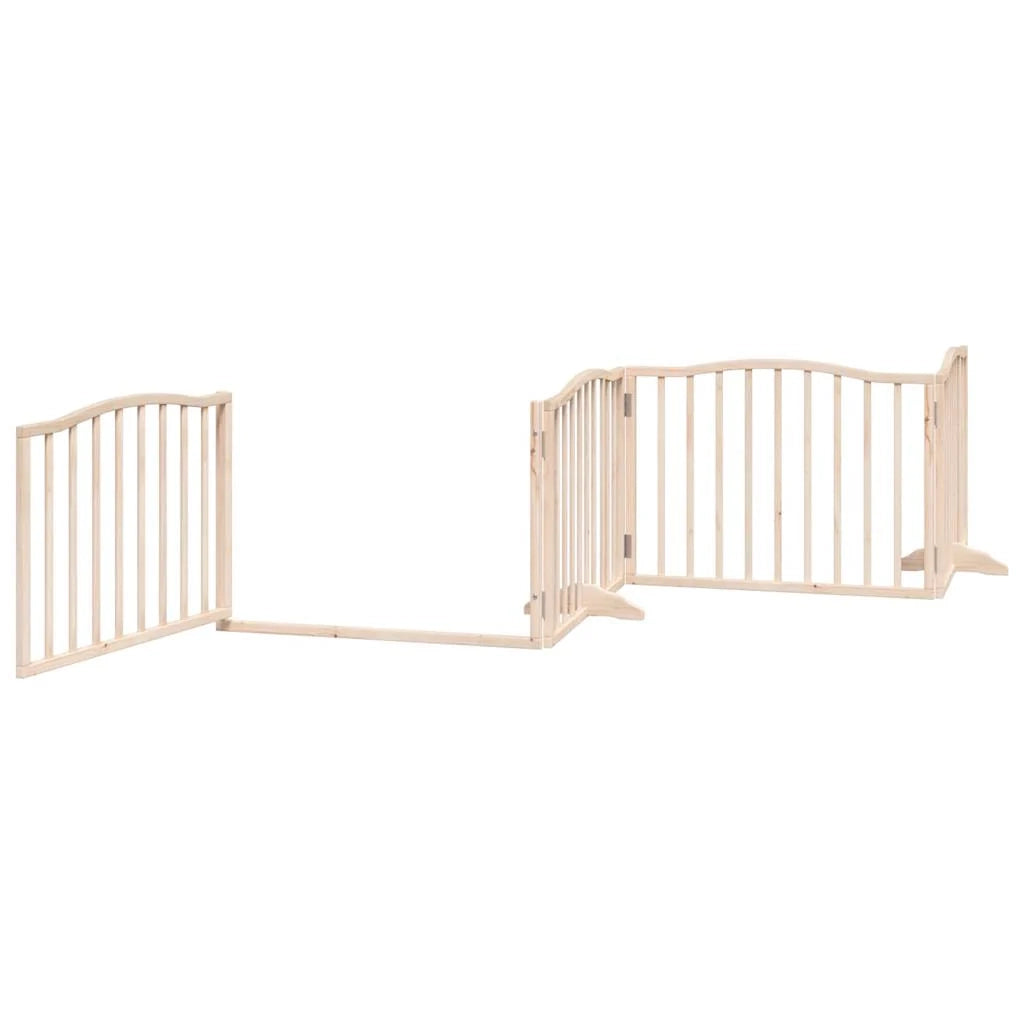 Cancelletto di sicurezza per cani con porta pieghevole 6 pannelli legno di pioppo marrone 02_0023017