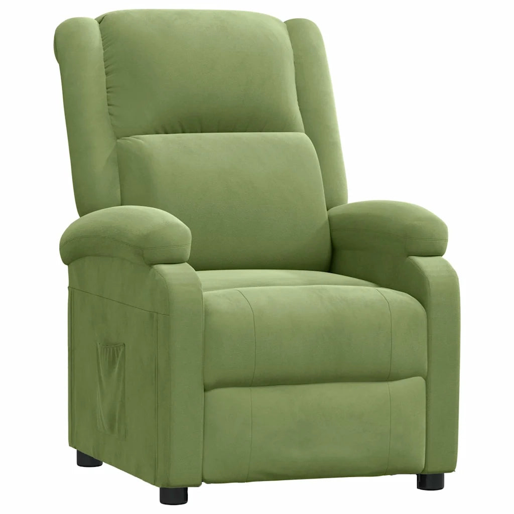 Divano Sedia-Poltrona Reclinabile Verde Chiaro in Velluto 710449