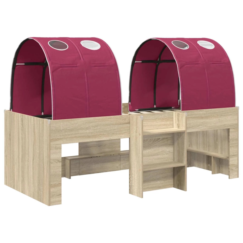 Letto con Tunnel 3 pz Rovere Sonoma e Rosso 3423555