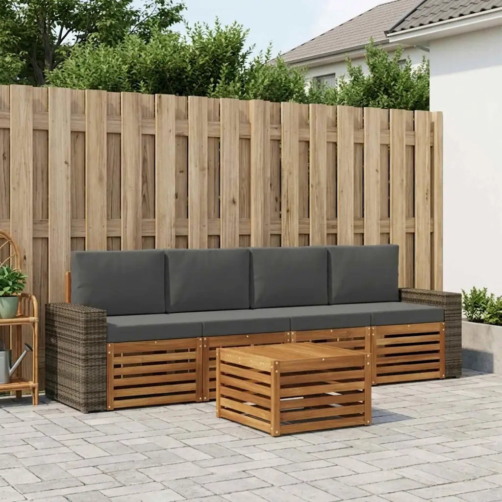 Set di divani da esterno con cuscino 5 pcs Naturale e Antracite 3384008