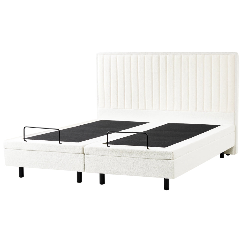 Letto matrimoniale Tessuto bianco sporco regolabile Elettricamente con Telecomando 180 x 200 cm camera da letto cameretta
