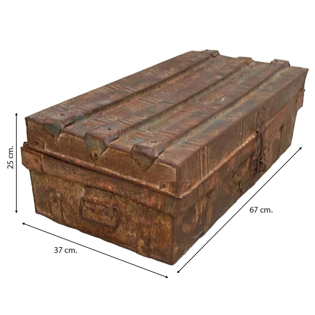 Valigia artigianale in metallo, 67x37x25h cm