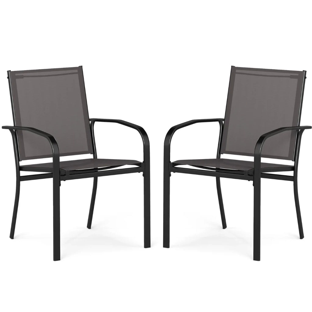 Set di 2 sedie impilabili da esterno 61 x 575 ​​x 89 cm comfort ottimale design moderno in metallo grigio 20_0012429